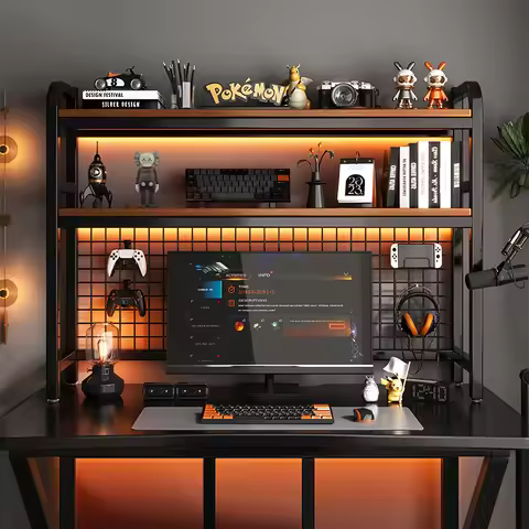 Tall and widened desktop computer storage rack simple double-layer perforated bookshelf student e sp