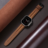 ของแท้ หนัง สายนาฬิกาสําหรับ Apple Watch Ultra 2/iWatch 10 Vintage Slim S9 ผู้ชาย เรียบง่าย ทันสมัย