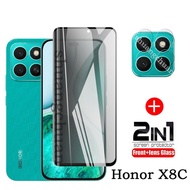 2IN1 For Honor X8c Privacy tempered Glass HonorX8c X8C Screen Protector+Camera Lens film HD Full Cov