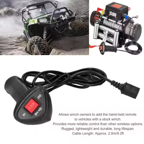 1pc Electric Winch Remote Control Controller 3Prong Winch Controller With Extension Cable For Off-ro