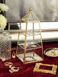 Light Luxury Jewelry Display Metal & Glass Cabinet, 輕奢歐式首飾玻璃金架收納櫃