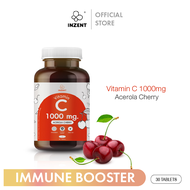 VitaminC 1000mg. Acerola Cherry สูตรบำรุงผิวพรรณ ผิวแพ้ง่าย ผิวโดนแดดบ่อย INZENT Vitamin C 1000mg. วิตามินซี 1000มก. (30 เม็ด)
