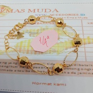 Gelang tangan wanita 3 gram motif rantai bola lapis emas muda gratis surat toko