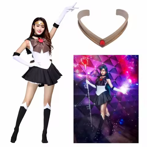 Anime Sailor Pluto Cosplay Costume Setsuna Meiou Dress Gloves Socks Bows Headband Custom Made For Ki