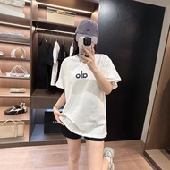 ALO'O Letter Short Sleeved Couple Casual Versatile Top T-shirt for Women女