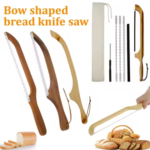 Wooden Bread Bow Knife Baking Baguette Cake Knife Serrated Toast Knife Bread Cutter Bread Cutting Sa