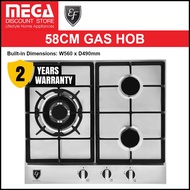 EF HBAG360VSA 58CM 3-BURNER STAINLESS STEEL GAS HOB (HB AG 360 VSA)
