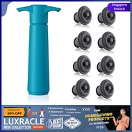 [sgstock] Vacu Vin Blue Pump with Wine Saver stoppers - Keeps wine fresh for up to 10 days (Blue 8 Stoppers) - [Blue wit