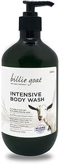 Billie Goat's Intensive Body Wash with Goat's Milk, Chamomile &amp; Aloe Vera, Fragrance &amp; Color Free, Paraben &amp; SLS Free, 500ml - Soothes and Moisturizes Dry, Sensitive, and Eczema-Prone Skin
