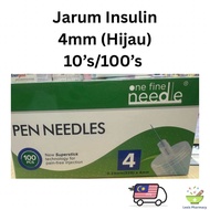 KKM APPROVED - Insulin Needle 32Gx4mm (10’s /100’s) Jarum Insulin Hijau