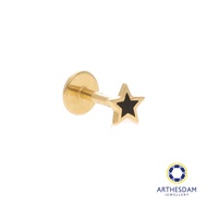 Arthesdam Jewellery 18K Gold Dainty Black Star Single Stud Earring (Flat-back)