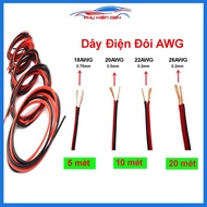 Double black and red wire 18AWG to 26AWG core diameter 0.2mm, 0.3mm, 0.5mm, 0.75mm