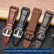 23MM Genuine Calf Leather Watchband Steel Clasp For Swatch IRONY YOS440 449 448 401G Series Watchban