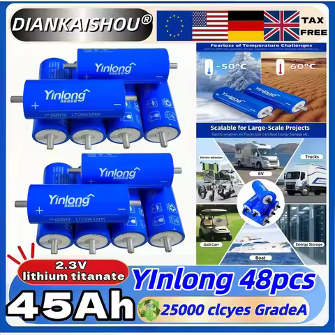 2.3v 45Ah Original Yinlong lithium titanate battery LTO 66160K DIY 24V 48V 72V solar storage RV car 