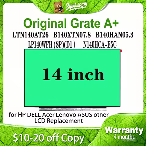 Wholesale 14 inch Laptop Lcd Screen Monitor LTN140AT26 B140XTN07.8 B140HAN05.3 LP140WFH (SP)(D1) N14
