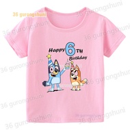 T Shirt girl T Shirts bingos Cartoon Happy Birthday 1 2 3 4 5 6 7 8 9 old bingo Kids T-shirts Short 