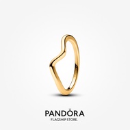 Pandora 14k Gold Plated Polished Wave Ring