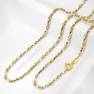 สร้อยคอเงินแท้ 92.5% Italy ชุบ 2 กษัตริย์ ลาย Ball Moon / เม็ดข้าวตัดกระจก