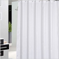 Bathroom curtain / White glossy striped window curtain (180cm X 180cm)