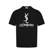 法國奢侈時裝品牌Yves Saint Laurent YSL燙銀字母印花短袖T恤 代購非預購
