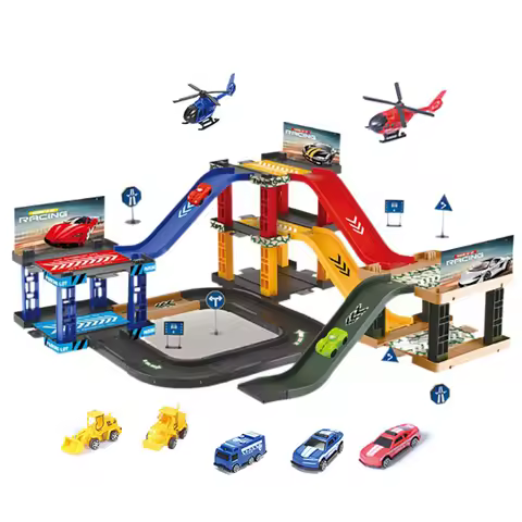 Parking Track Car Children Toys Police Cars Fire Engines Engineering Vehicle Ramp Road Construction 