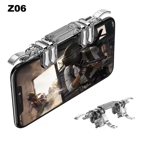 Z06 Mobile Phone 6 Fingers Game Trigger Handle for IPhone Android PUBG Aim Shooting Alloy Key Button