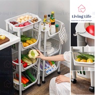 Living Life 3 tier Multifunction Kitchen Trolley Rack Basket Storage Vegetables Tray with Wheels Bathroom
