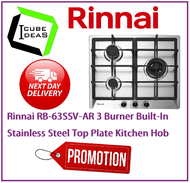 Rinnai RB-63SSV-AR 3 Burner Built-In Stainless Steel Top Plate Kitchen Hob / FREE EXPRESS DELIVERY