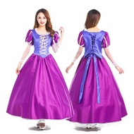 Halloween Princess Long Hair Purple Rapunzel Enchanted Dress Performance Show