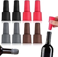 Reusable Sparkling Wine Bottle Stopper, New Silicone Wine Stoppers for Wine Bottles, Double Sealed Wine Sealer Beverage Cover Saver to Keep Wine Champagne Fresh (8PCS)
