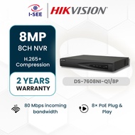 Hikvision 8 channel 4K NVR CCTV Network Video recorder DS-7608NI-Q1/8P , DS-7608NXI-K1/8P 8 PoE Port