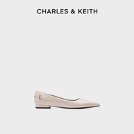 CHARLES&KEITH Flat Shoes CK1-70381148 รองเท้าบัลเลต์หัวแหลมแบบสวมหัวม้า Sand 35