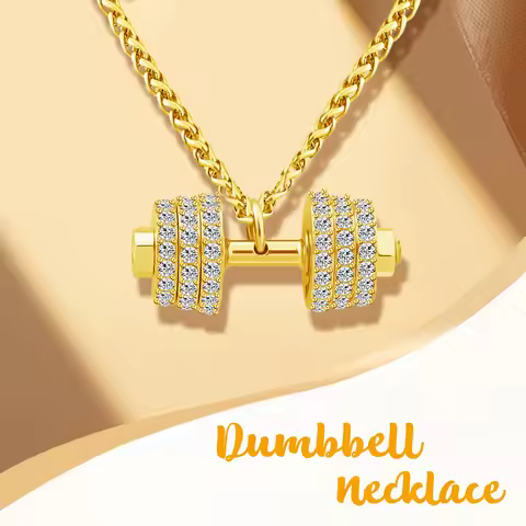 MaiLun Dumbbell Necklace with Zircon Hip Hop Necklace Stainless Steel Dumbbell Necklace Women Jewelr