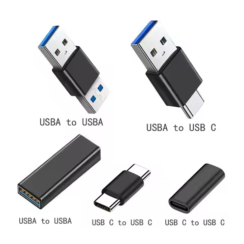 USB-A to USB-A / USB-C to USB-C Gender Changer Connectors, USB 3.0 Type-C Male to Female Coupler for