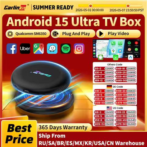 CarlinKit 8G+128GB Android 15 Ultra2 CarPlay Ai Box Wireless Android Auto CarPlay Online Video SM635