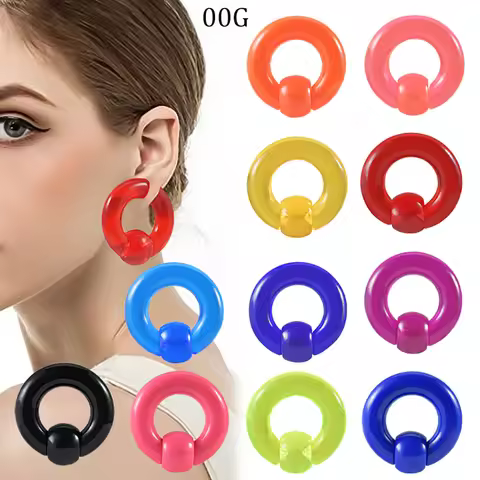 2/1PCS Colorful Acrylic BCR Big Large Size Giant Captive Bead Ring Ear Tunnel Plug Expander Gauge Ma