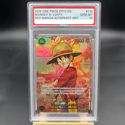 DIY ONE PIECE Rating Card MONKEY D. LUFFY RED MANGA ALTERNATE ART OP13-118 EN Collection Card Copy 1