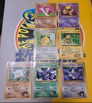 Pokemon Card 油面 電擊怪 猴怪 卡拉卡拉 卡斯 迷你龍 尼多王 尼美后 六尾 護主犬 大岩蛇 喵喵怪 Meowth 舊背 舊卡 舊背卡 日版 ptcg POKEMON卡 收藏 絕版 寶可