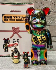 招財貓 開運•千萬両 黑透明電鍍 BEARBRICK 400%+100%