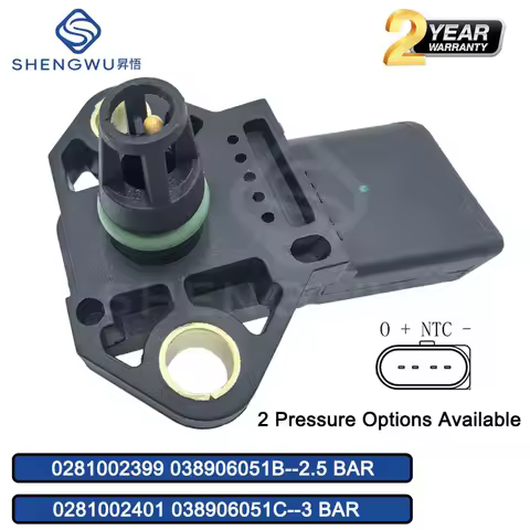 MAP Pressure Sensor 2.5BAR 0281002399 038906051B & 3BAR 0281002401 038906051C For AUDI A3 VW Golf Je