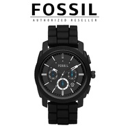 [Official Warranty] Fossil FS4487 Men's Machine Chronograph Black Silicone 45mm Watch Water Resistan