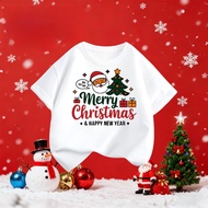 【 100%Cotton T-shirt】 NELLY (24 Hours Delivery) kids Highness Christmas Festival Red shirt Round Nec