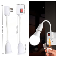 1PC,E27 Plug-In Bulb Socket Adapter, Flexible Soft Tube, PVC Material, White, With Switch, For Night