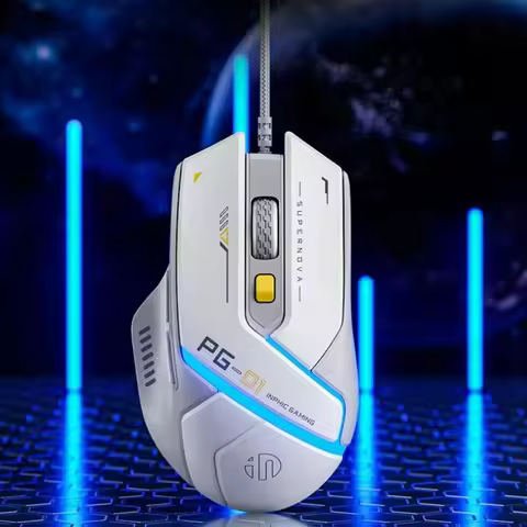 Inphic Pg1 Wired Mouse Gaming Mouse RGB Light Emitting Macro Programming 12800DPI 6 Keys Computer Mo