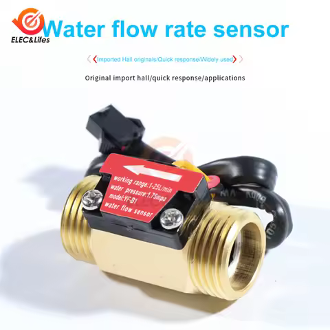 G1/2 DC 5-18V Water Flow Sensor Hall Sensor Switch Flow Meter Water Flow Sensor DN25 Brass Water Met
