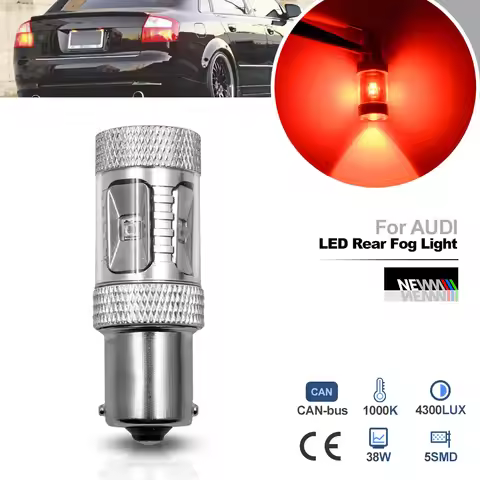 For Audi A1 A3 A4 B5 B6 B7 B8 A6 C5 C6 C7 A8 BA15S 1156 P21W 1Pc Red LED Rear Fog Light Bulbs Canbus