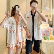 Couple Pajamas Mens Pajamas 100% Cotton Pajamas Short-Sleeved Womens Pajamas Short-Sleeved Pants Sho