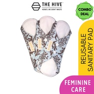 The Hive Set of 3 BAROQUE DESIGN Waterproof Reusable Sanitary Pad: Washable, Economical, Eco-Friendl