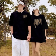 New 100% Cotton Short Sleeve Couple T-shirt Woman Loose Men Women's Shirt Cheap Men's Short Sleeve W