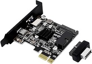 PH63C PCIe X1 to USB 3.0 A, USB-C, Type-E, 19/20-Pin Expansion Card with SATA 15-Pin Power and Alumi
